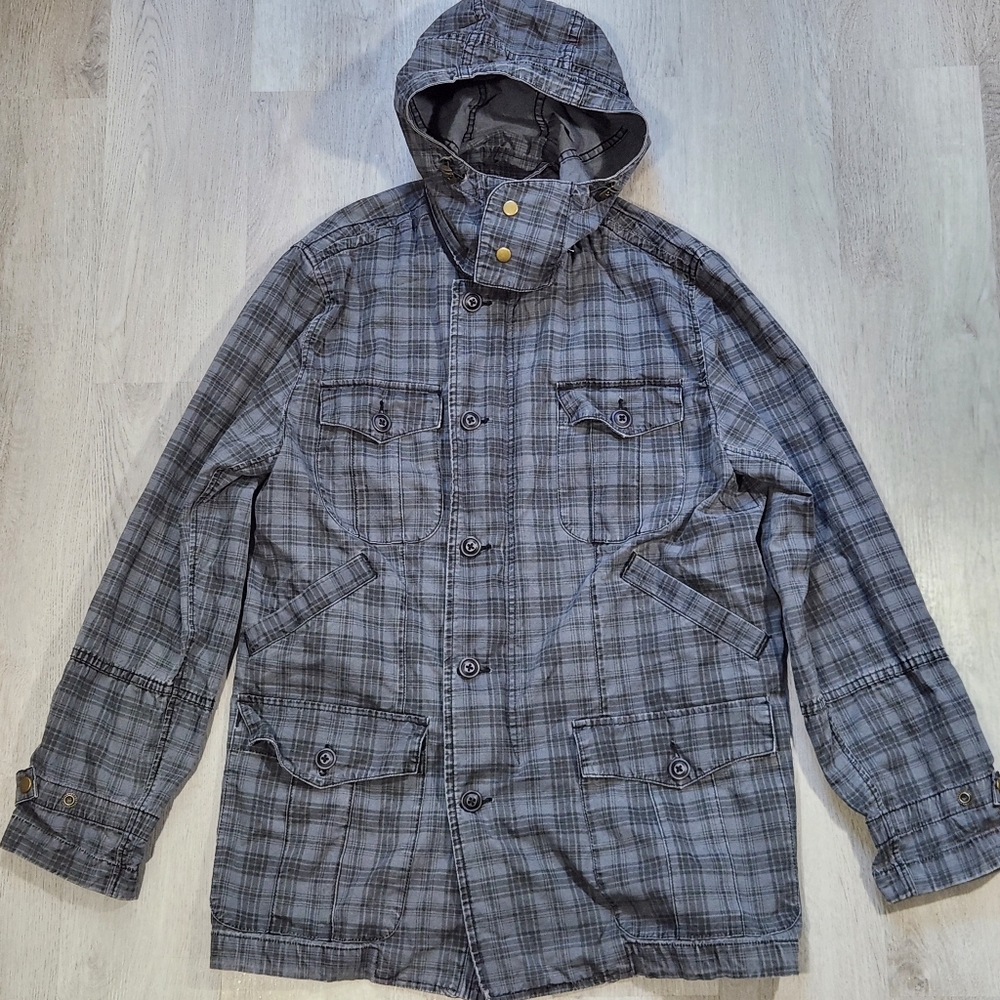 Vintage Quiksilver Utility Fisherman Jacket Men Medium Zip Up Hooded Parka Y2K